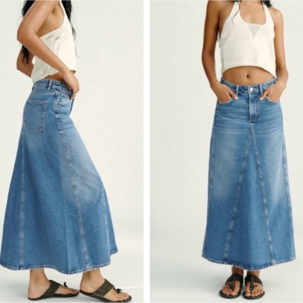 Zara Blue Denim Maxi Skirt